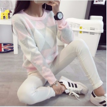 2019 Female Pullovers Winter Sweater Fashion Women Spring Autumn Pullover Long Sleeve Plaid Casual Ladies Sweaters